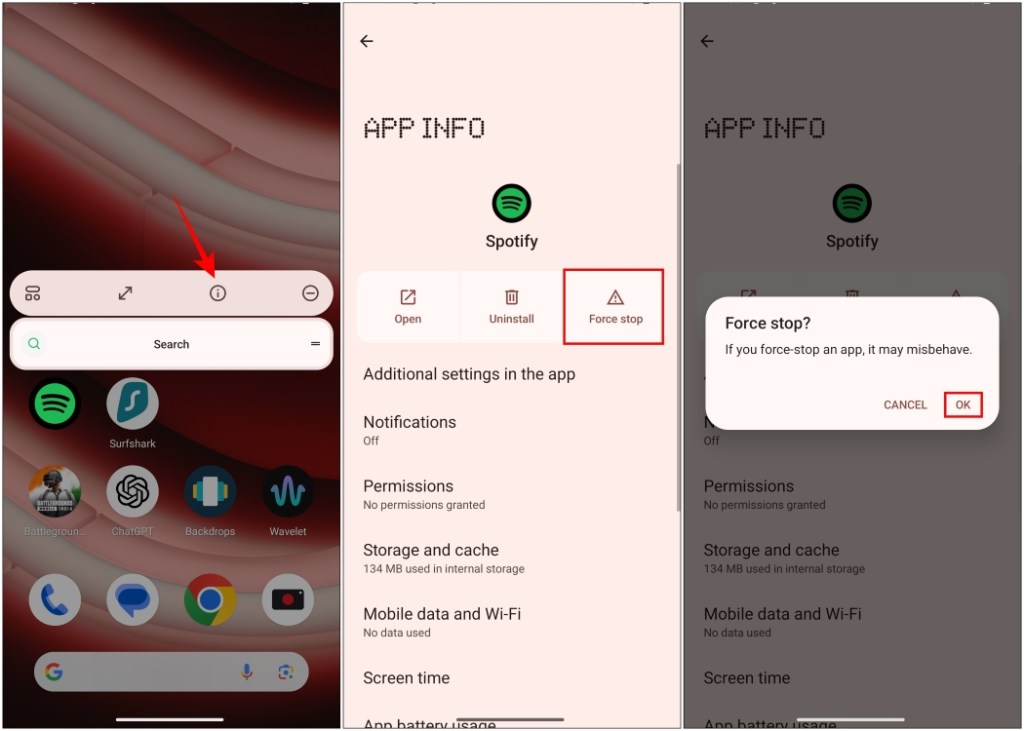 Force Stop Spotify on Android