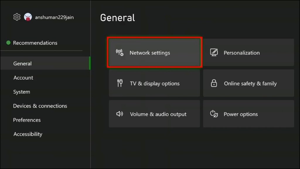 Go to Network Settings
