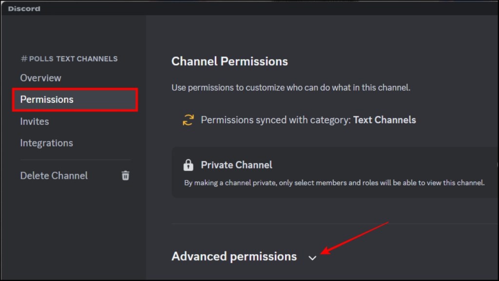 Go to Permissions and visit Advanced Settings