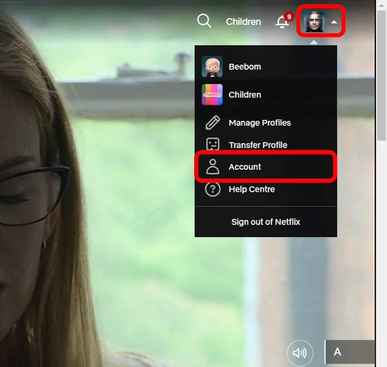 Heading over to Netflix Account Settings on the Web version