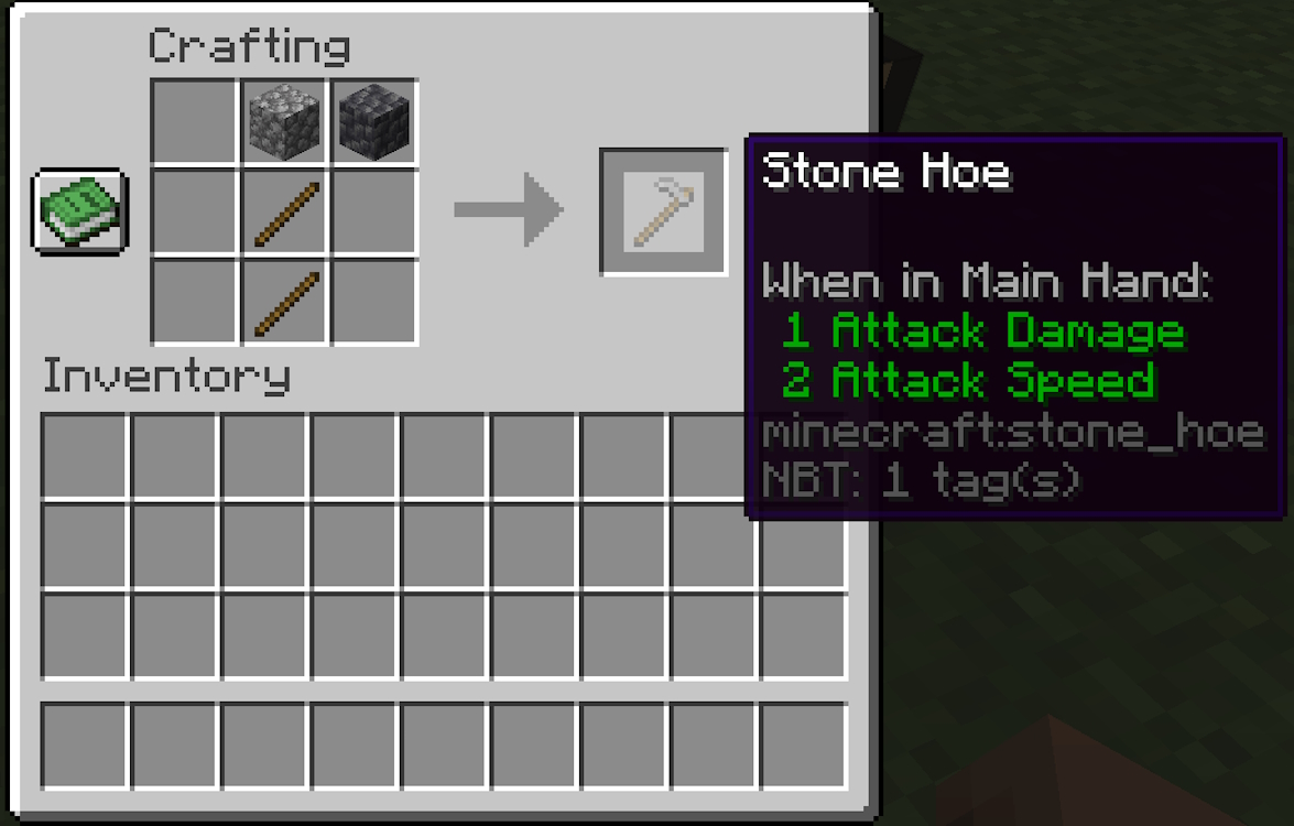 Crafting recipe for a stone hoe 