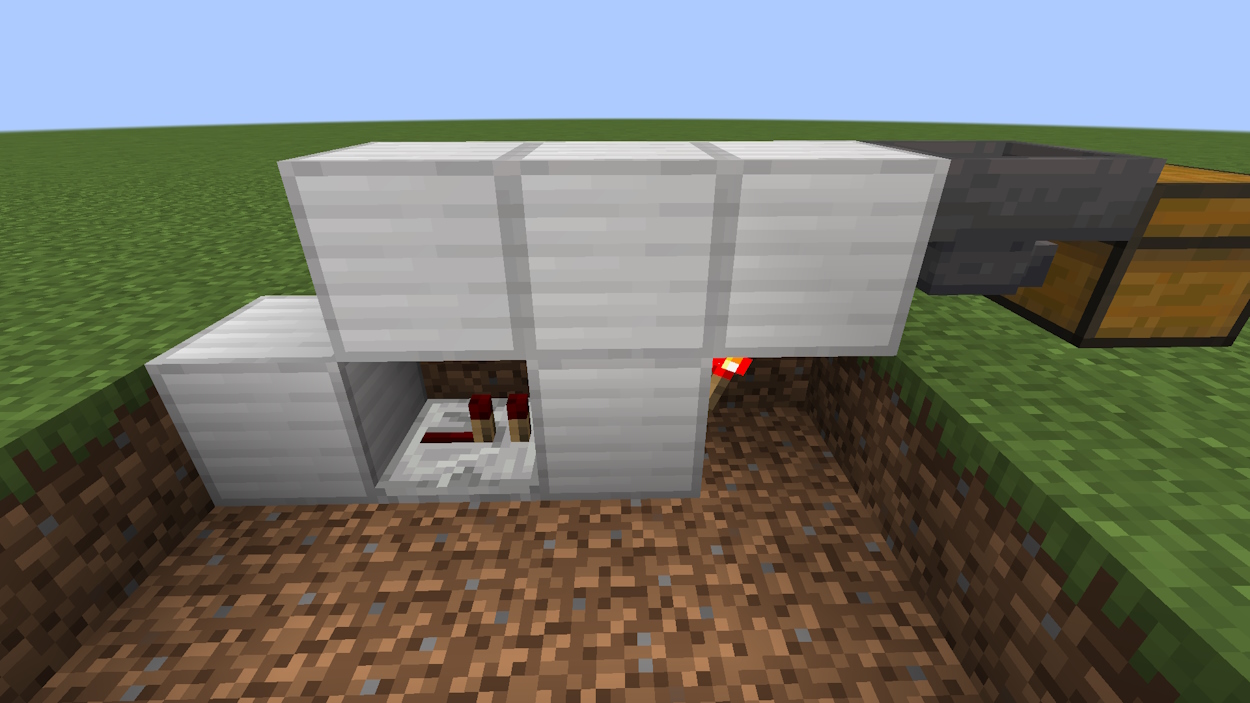 Place three solid blocks above a redstone torch, solid block the torch is attached to and the repeater