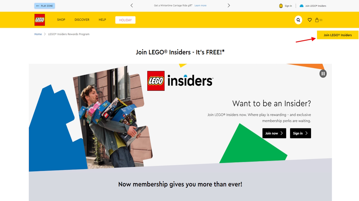 Join LEGO insider button