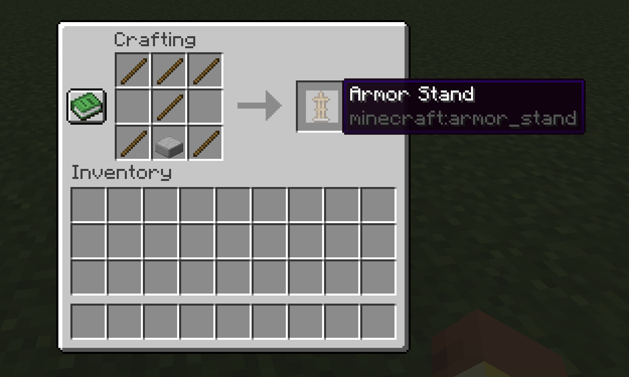 Fully completed armor stand recipe in Minecraft