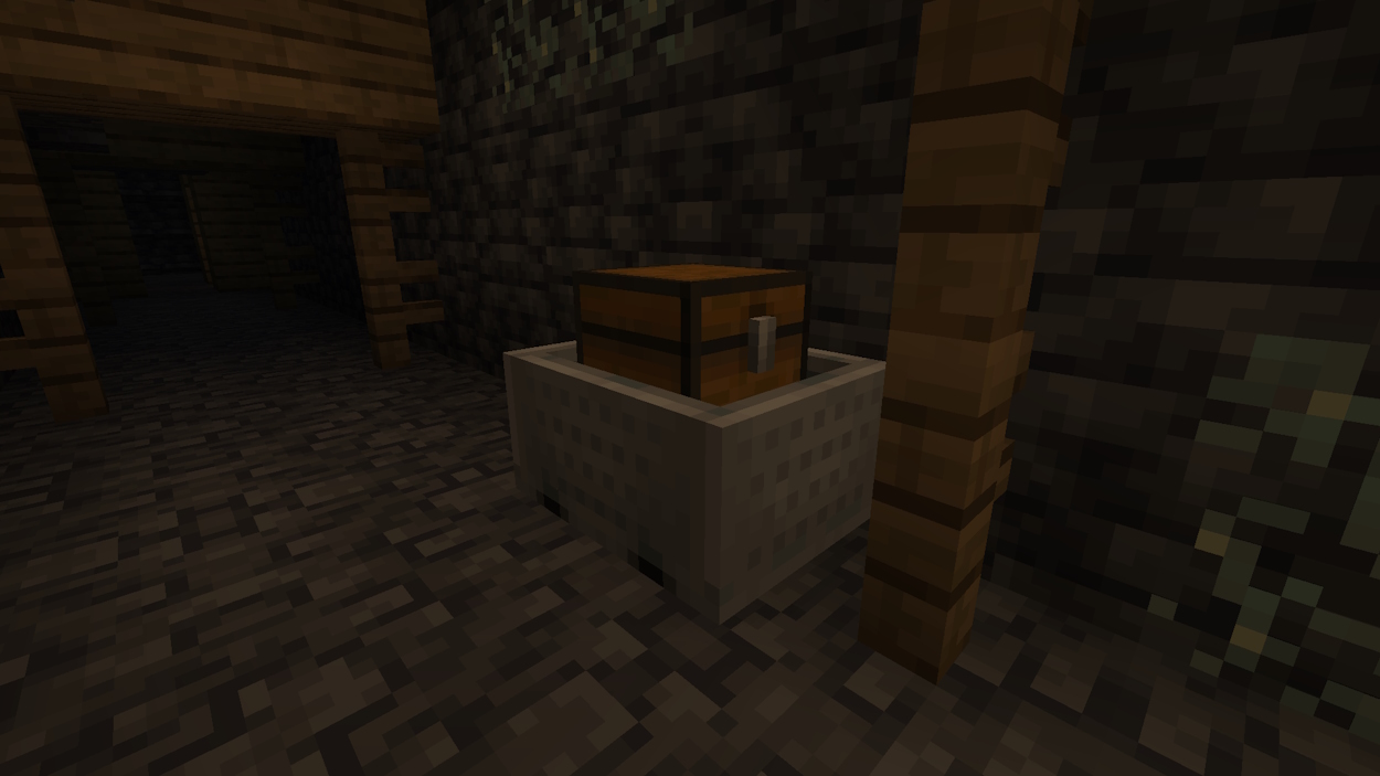 Naturally generated chest minecart in a mineshaft