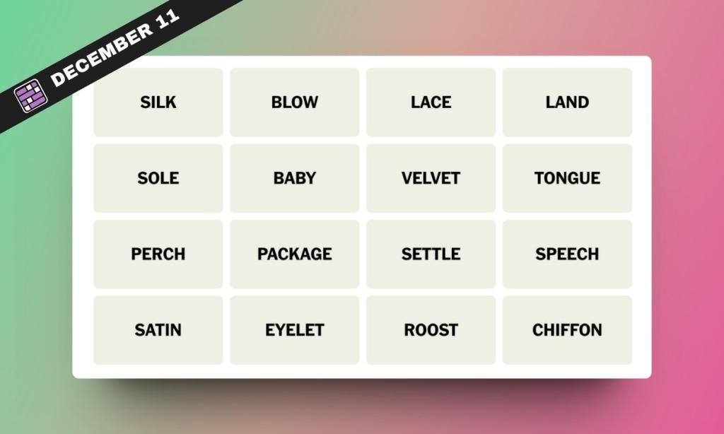 NYT Connections Hints and Answers for December 11, 2023