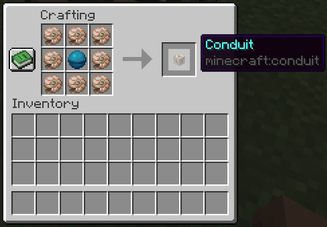 Crafting recipe for a conduit