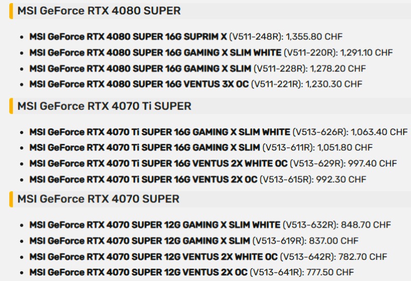 MSI RTX 40 SUPER Lineup Leaked; 12 New Graphic Cards Incoming | Beebom