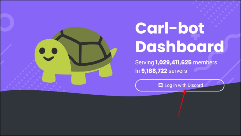 Visit Carl Bot website and Log in to your Discord Account