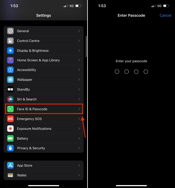 how to add 2nd face id on iphone 15