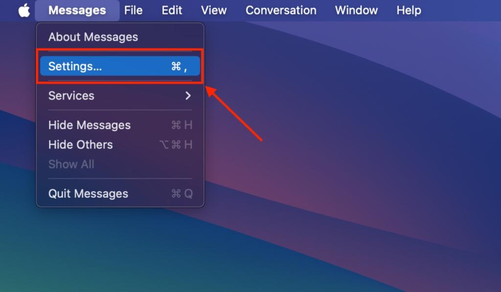Messages settings on Mac