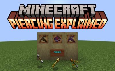 Crossbows and the piercing enchanted book in item frames and arrows on the ground in Minecraft