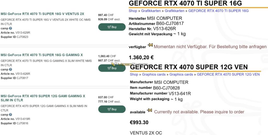 Leaked pricing Nvidia GPUs