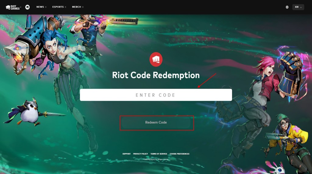 Redeem Riot Gift Codes on Website