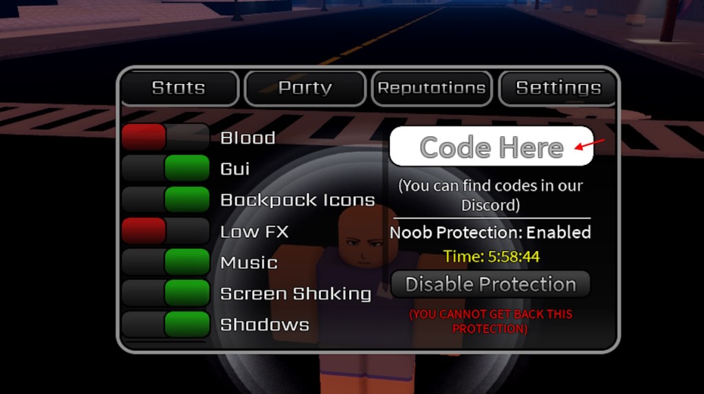 Redeem code section in Peroxide
