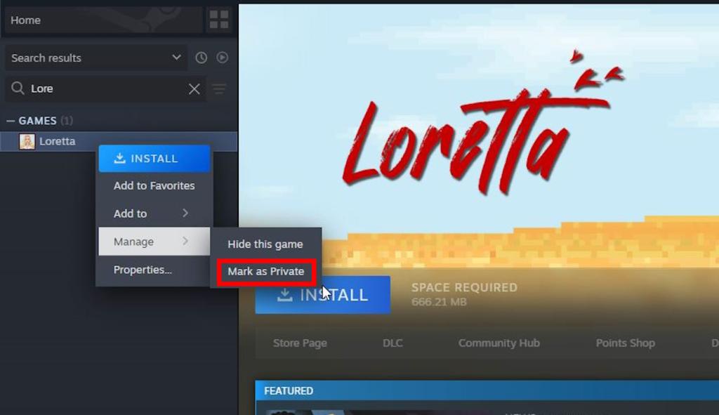 Select mark the game as private to hide