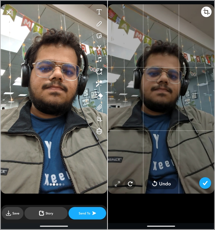Selfie snap Extend AI on Snapchat before and after results