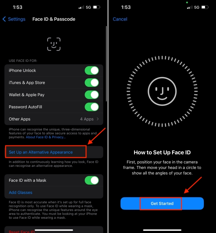 add face id to iphone mail