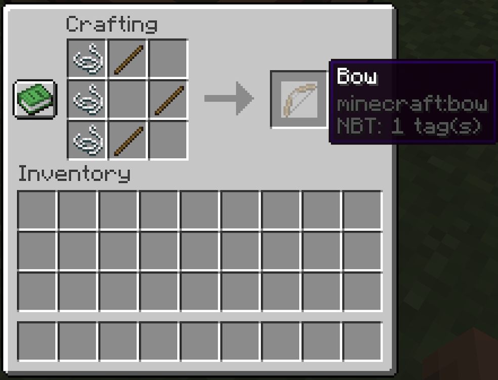 Crafting recipe for a bow
