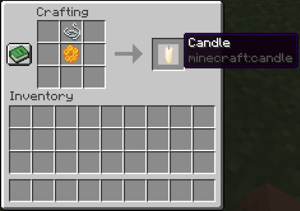 Crafting recipe for a candle