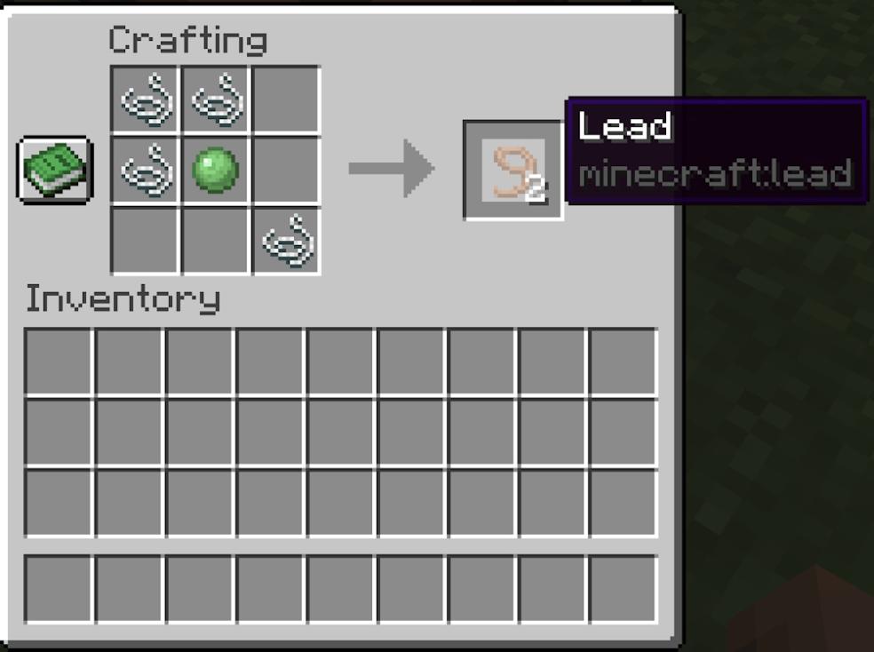 Crafting recipe for a lead