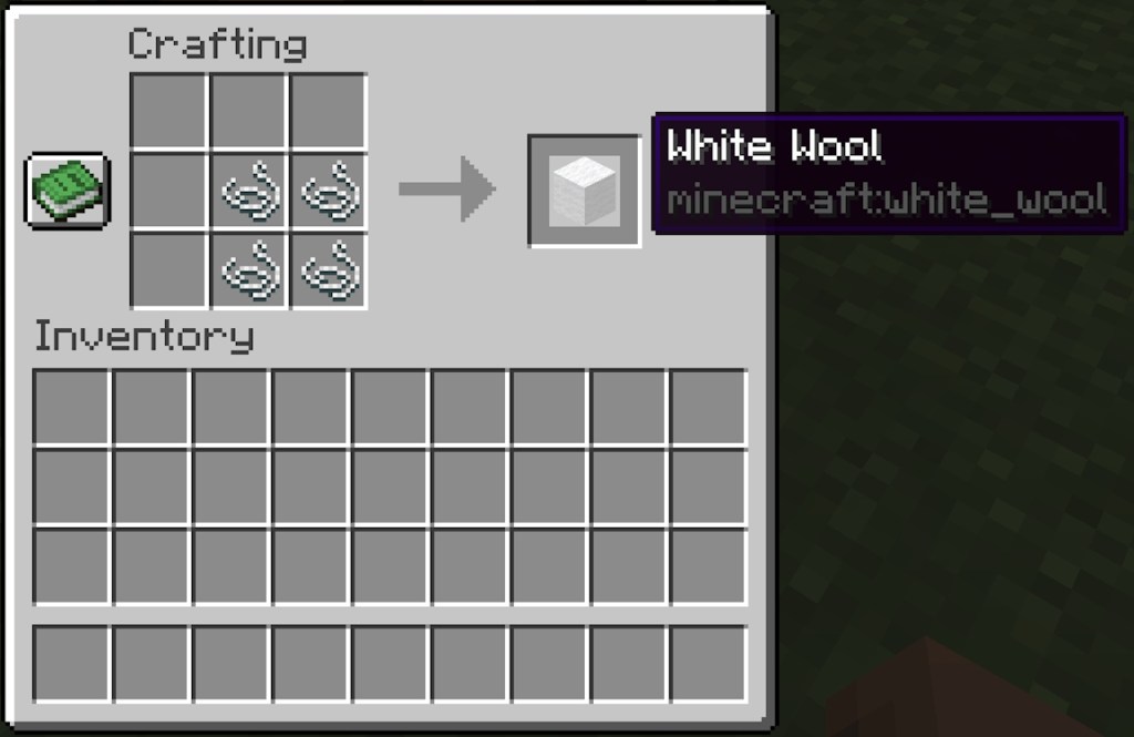 Crafting recipe for wool