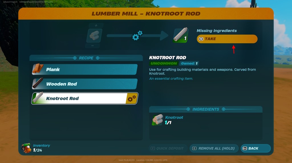 Take knotroot rods from lumber mill