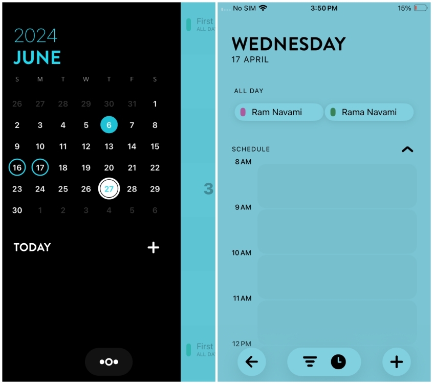 Timepage Calendar App iPhone
