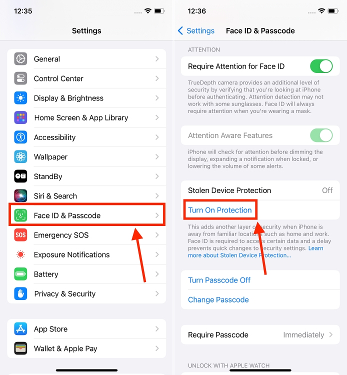 Turn On Stolen Device Protection feature on iPhone