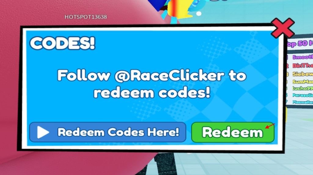 Type and Redeem Code option