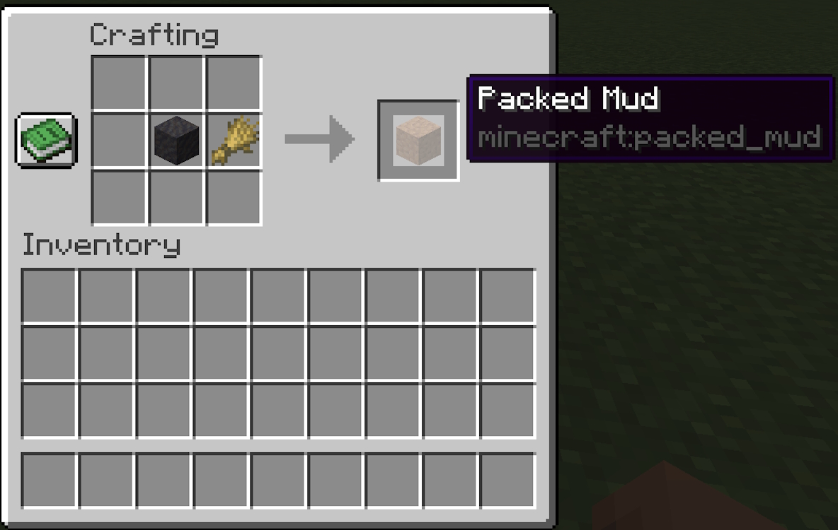 Crafting recipe for packed mud