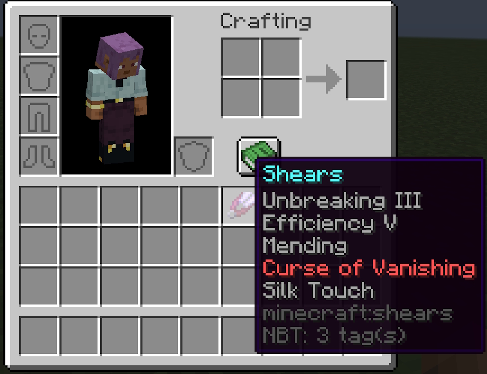 Fully enchanted shears that also include silk touch for Bedrock edition