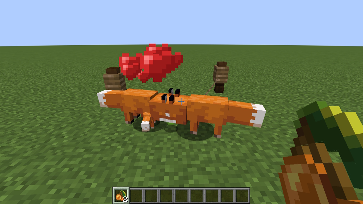 Breeding foxes with glow berries in Minecraft