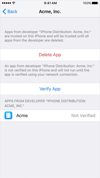 Trust enterprise apps on iPhone