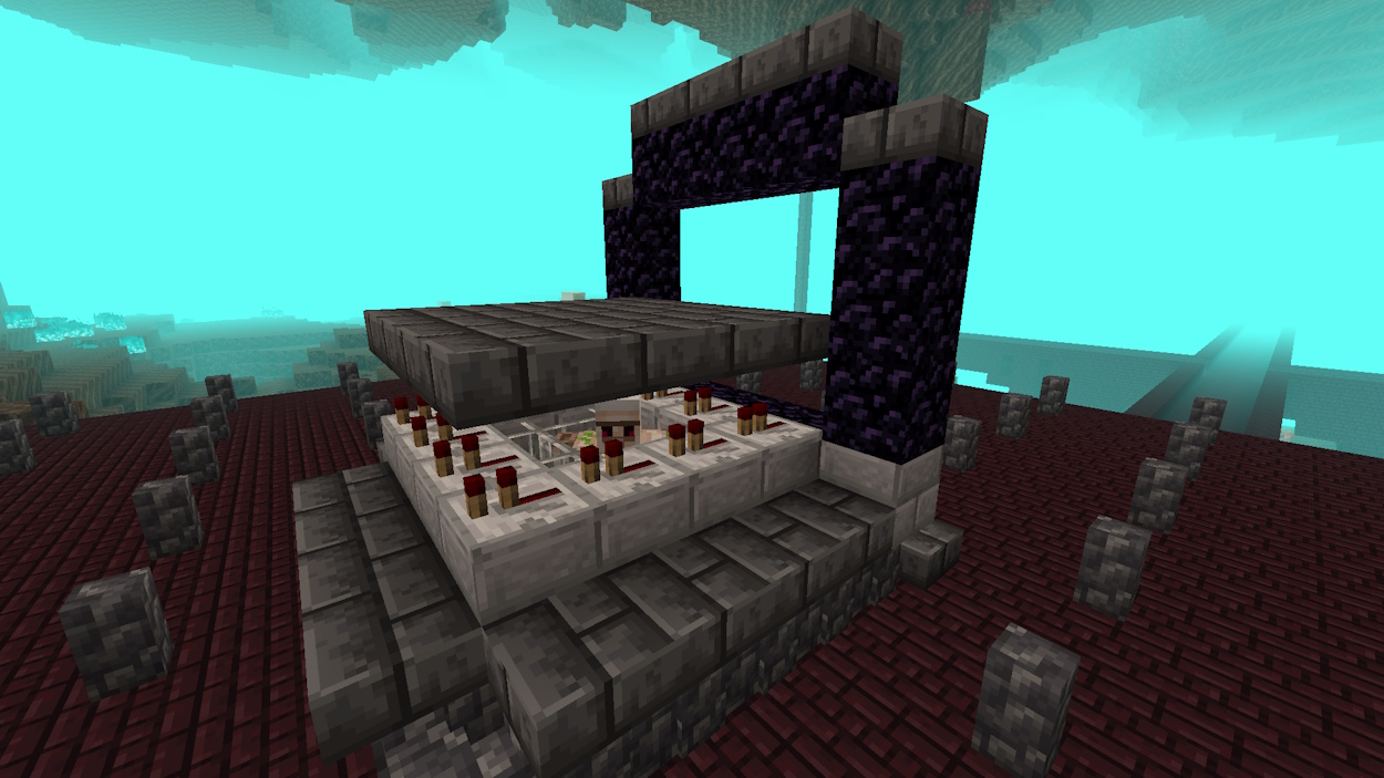 Roof above the golem and a finished nether portal frame