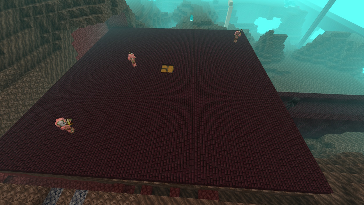 Large platform made of nether bricks which will be a spawning platform for Minecraft wither skeletons in the farm