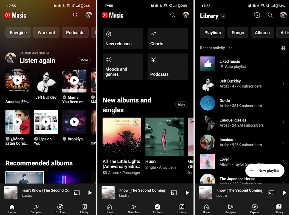 YouTube Music Android app interface
