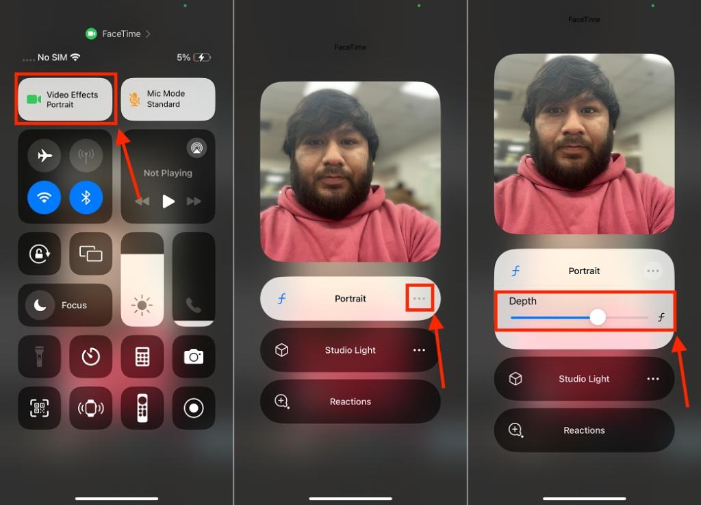 adjusting background blur in FaceTime blur on iPhone