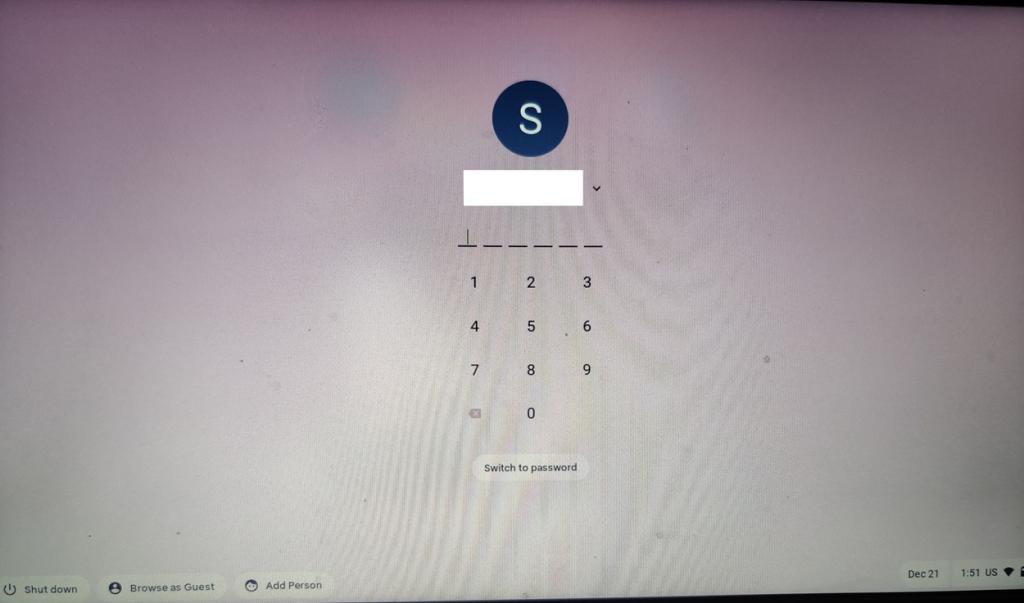 chromebook login screen