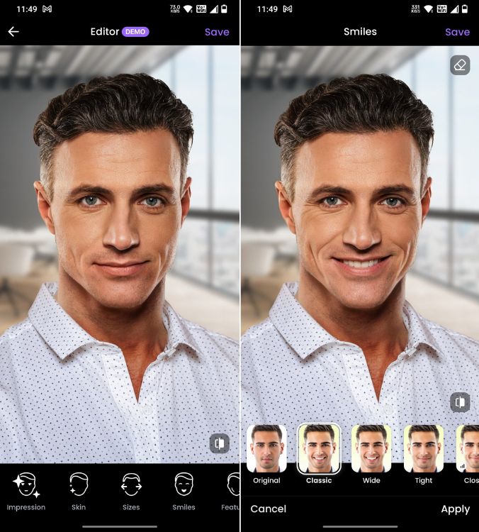 faceapp interface