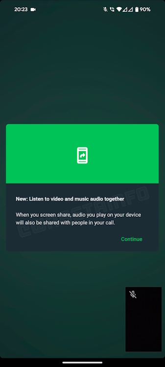 listen to music together on whatsapp screen sharing