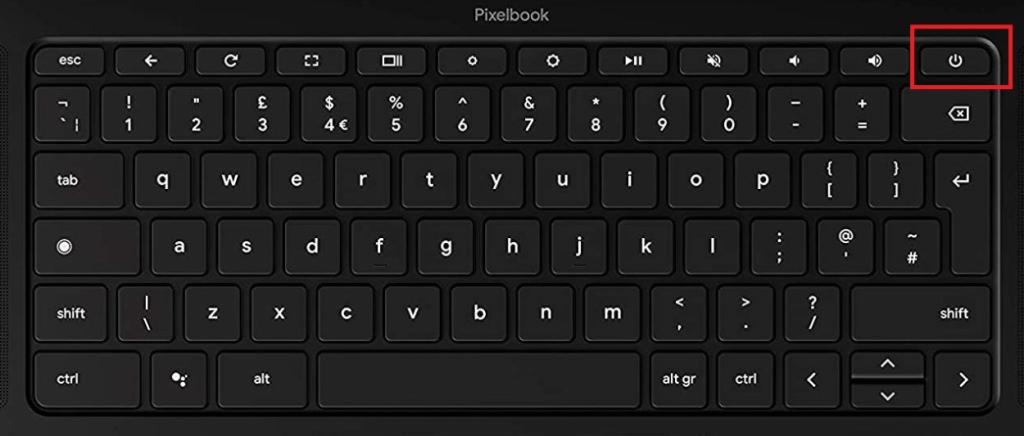 press and hold power button to turn off your chromebook