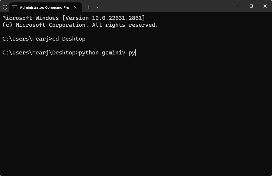run python file on windows via terminal
