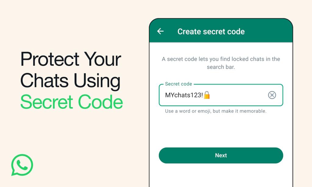 secret code feature introduced for chat lock on whatsapp