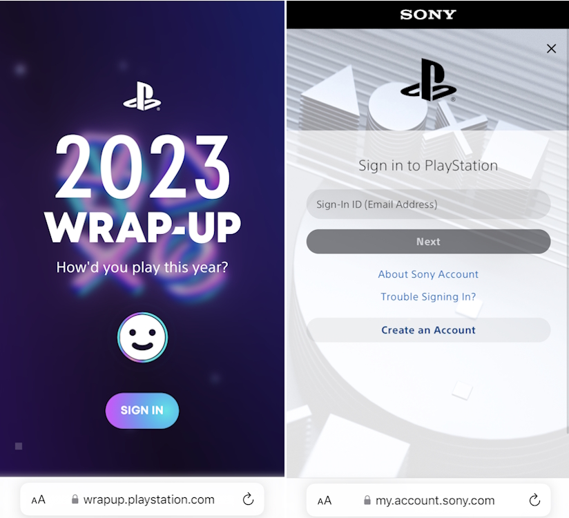an image of PS wrap-up 202's homepage and login page