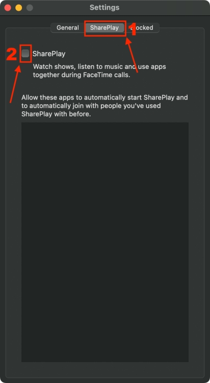 turn off SharePlay in FaceTime on Mac