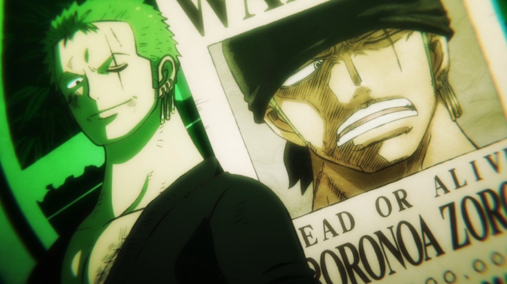 Zoro and his bounty poster in One Piece anime