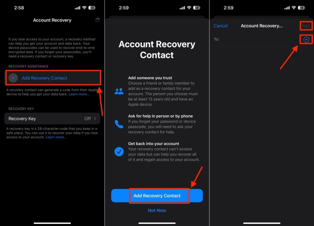 Add Account Recovery Contacts