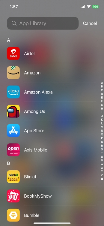 Alphabatical App List on iphone