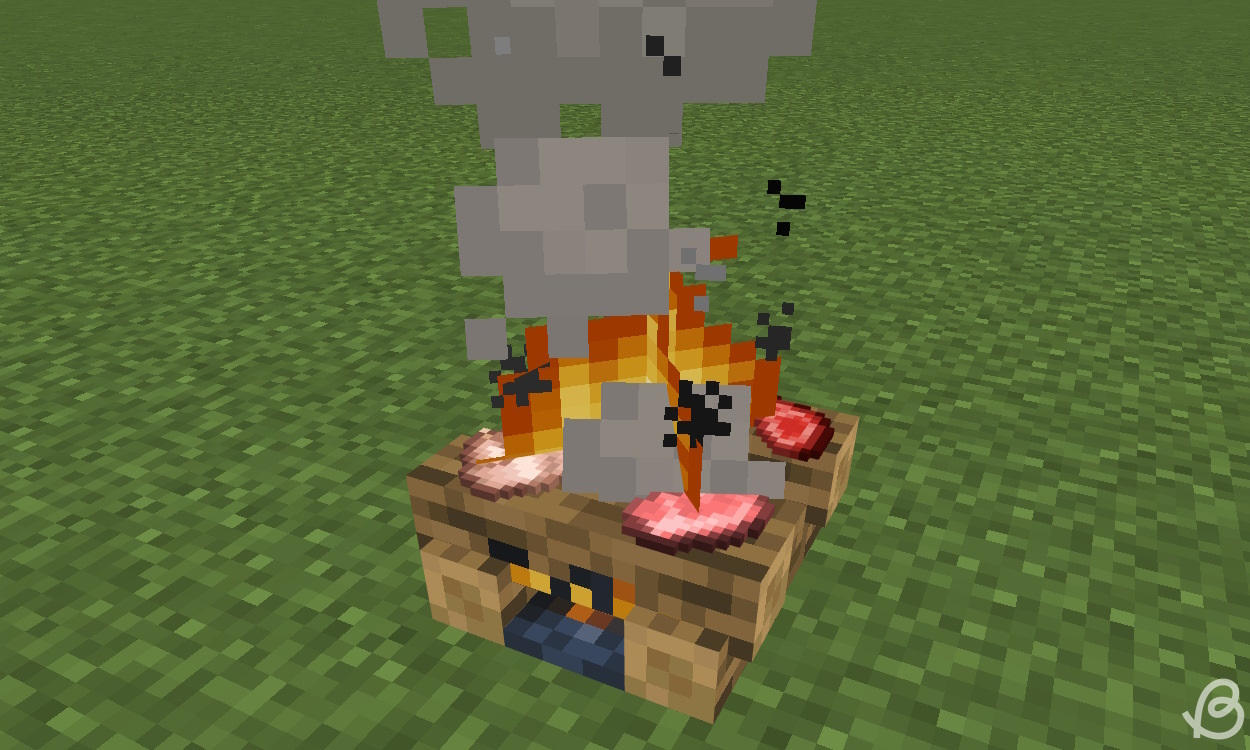 Cooking food with a campfire in Minecraft